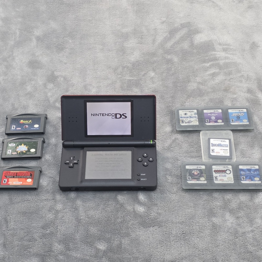 Nintendo DS Lite Console And 10 Games Burnt Orange No Charger Cord Tested Works